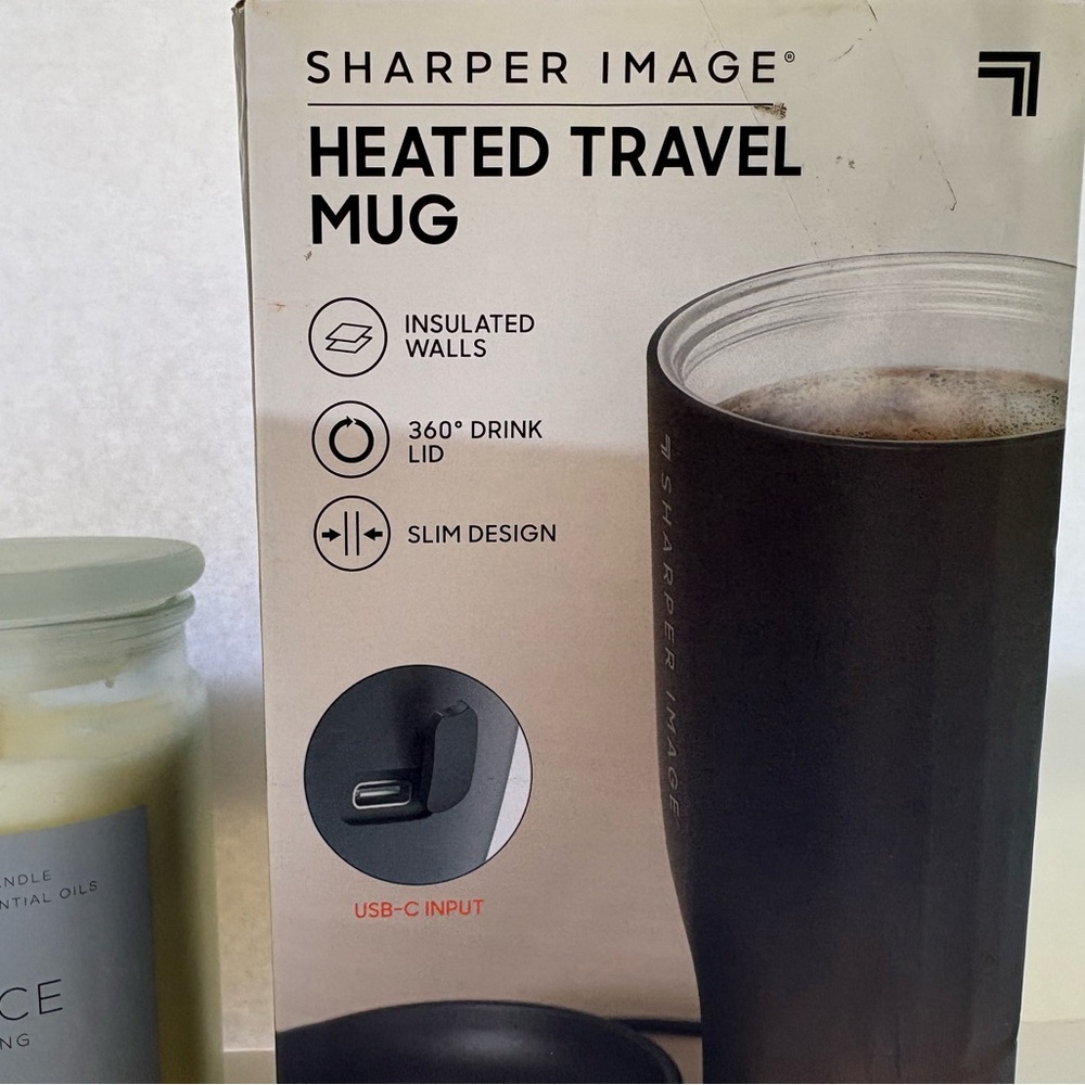 Sharper Image USB-C Heated Mug with Gray Lid